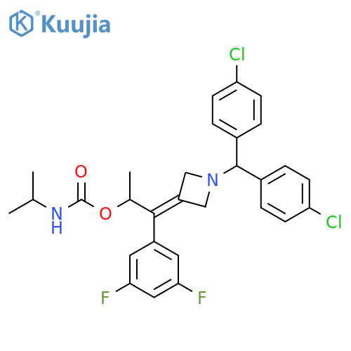 Carbamic acid, (1-methylethyl)-, 2-[1-[bis(4-chlorophenyl)methyl]-3-azetidinylidene]-2-(3,5-difluorophenyl)-1-methylethyl ester (9CI) structure