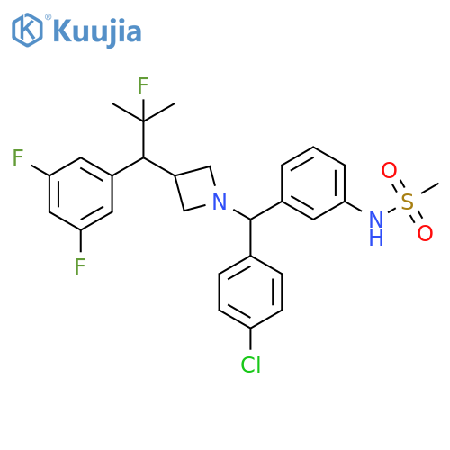 Methanesulfonamide, N-[3-[(4-chlorophenyl)[3-[1-(3,5-difluorophenyl)-2-fluoro-2-methylpropyl]-1-azetidinyl]methyl]phenyl]- structure