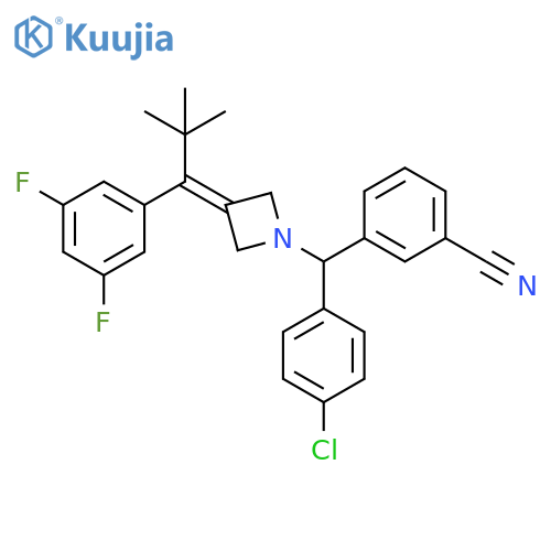 Benzonitrile, 3-[(4-chlorophenyl)[3-[1-(3,5-difluorophenyl)-2,2-dimethylpropylidene]-1-azetidinyl]methyl]- structure