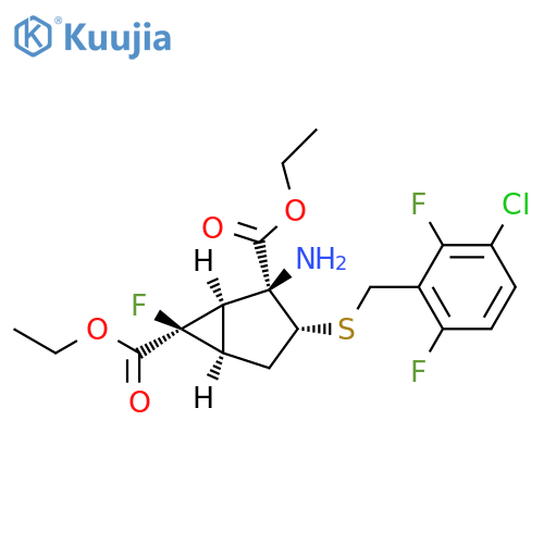 Bicyclo[3.1.0]hexane-2,6-dicarboxylic acid, 2-amino-3-[[(3-chloro-2,6-difluorophenyl)methyl]thio]-6-fluoro-, 2,6-diethyl ester, (1R,2S,3R,5R,6R)- structure
