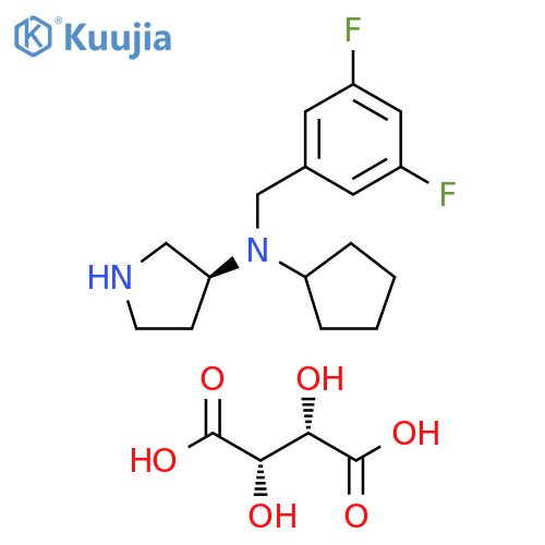3-Pyrrolidinamine, N-cyclopentyl-N-[(3,5-difluorophenyl)methyl]-, (3S)-,(2S,3S)-2,3-dihydroxybutanedioate structure