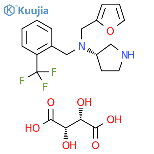 3-Pyrrolidinamine, N-(2-furanylmethyl)-N-[[2-(trifluoromethyl)phenyl]methyl]-, (3S)-, (2S,3S)-2,3-dihydroxybutanedioate (9CI) structure