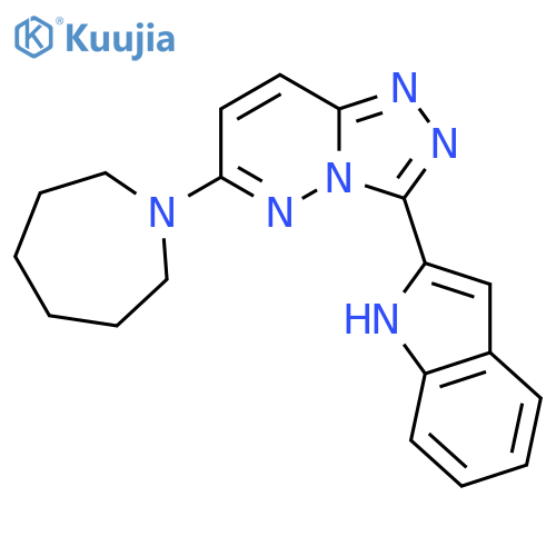 1,2,4-Triazolo[4,3-b]pyridazine, 6-(hexahydro-1H-azepin-1-yl)-3-(1H-indol-2-yl)- structure