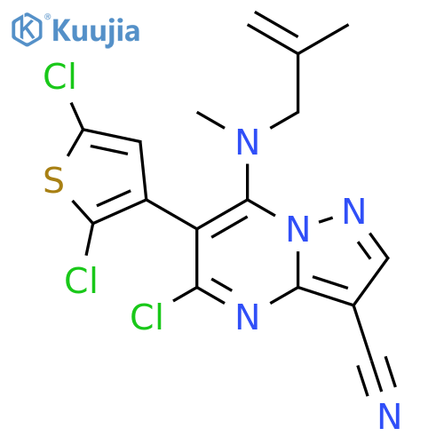 Pyrazolo[1,5-a]pyrimidine-3-carbonitrile, 5-chloro-6-(2,5-dichloro-3-thienyl)-7-[methyl(2-methyl-2-propen-1-yl)amino]- structure