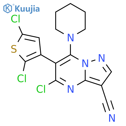 Pyrazolo[1,5-a]pyrimidine-3-carbonitrile, 5-chloro-6-(2,5-dichloro-3-thienyl)-7-(1-piperidinyl)- structure