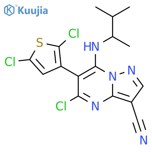 Pyrazolo[1,5-a]pyrimidine-3-carbonitrile, 5-chloro-6-(2,5-dichloro-3-thienyl)-7-[(1,2-dimethylpropyl)amino]- structure