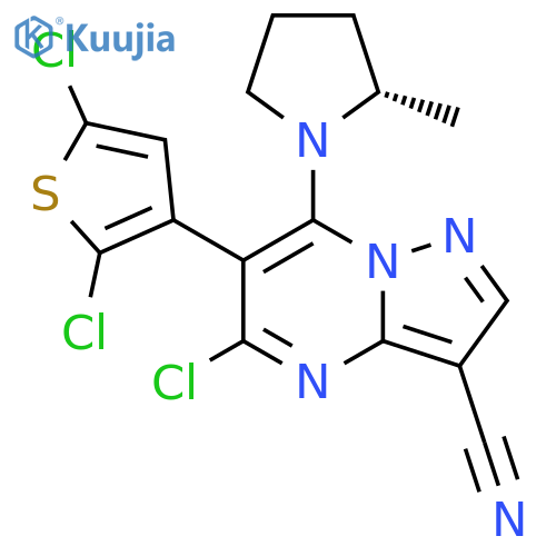 Pyrazolo[1,5-a]pyrimidine-3-carbonitrile,5-chloro-6-(2,5-dichloro-3-thienyl)-7-[(2S)-2-methyl-1-pyrrolidinyl]- structure