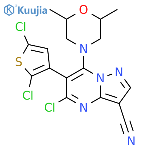 Pyrazolo[1,5-a]pyrimidine-3-carbonitrile, 5-chloro-6-(2,5-dichloro-3-thienyl)-7-(2,6-dimethyl-4-morpholinyl)- structure