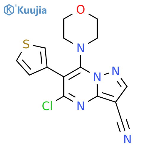 Pyrazolo[1,5-a]pyrimidine-3-carbonitrile,5-chloro-7-(4-morpholinyl)-6-(3-thienyl)- structure