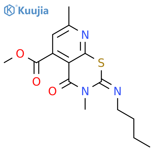 2H-Pyrido[3,2-e]-1,3-thiazine-5-carboxylicacid, 2-(butylimino)-3,4-dihydro-3,7-dimethyl-4-oxo-, methyl ester structure
