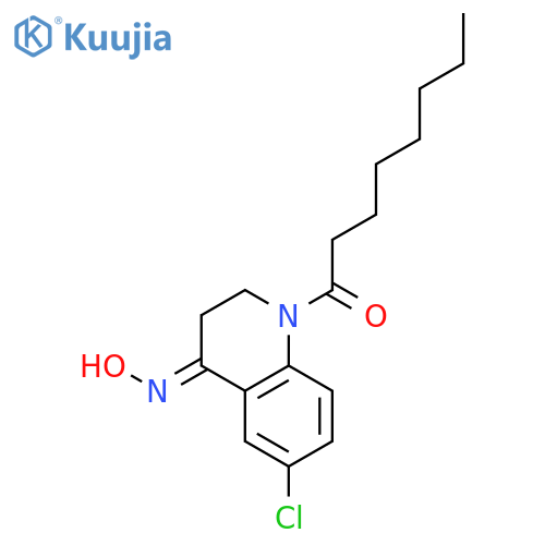 4(1H)-QUINOLINONE, 6-CHLORO-2,3-DIHYDRO-1-(1-OXOOCTYL)-, 4-OXIME structure