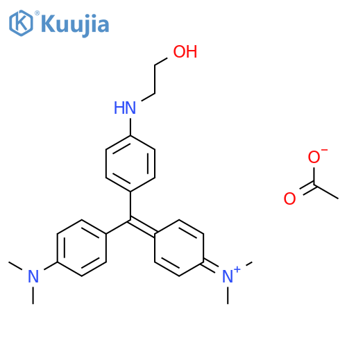 N-[4-([4-(dimethylamino)phenyl]{4-[(2-hydroxyethyl)amino]phenyl}methylidene)cyclohexa-2,5-dien-1-ylidene]-N-methylmethanaminium acetate structure