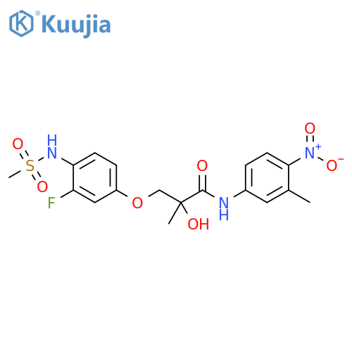 Propanamide, 3-[3-fluoro-4-[(methylsulfonyl)amino]phenoxy]-2-hydroxy-2-methyl-N-(3-methyl-4-nitrophenyl)- structure