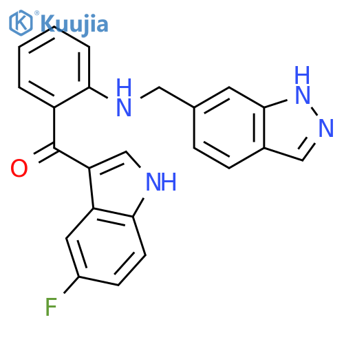 Methanone, (5-fluoro-1H-indol-3-yl)[2-[(1H-indazol-6-ylmethyl)amino]phenyl]- structure
