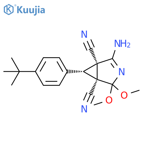 3-Azabicyclo[3.1.0]hex-2-ene-1,5-dicarbonitrile, 2-amino-6-[4-(1,1-dimethylethyl)phenyl]-4,4-dimethoxy-, (1R,5S,6R)-rel- structure