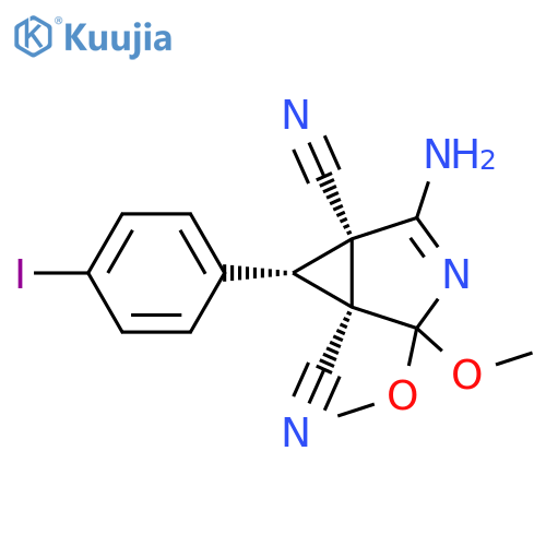 3-Azabicyclo[3.1.0]hex-2-ene-1,5-dicarbonitrile, 2-amino-6-(4-iodophenyl)-4,4-dimethoxy-, (1R,5S,6R)-rel- structure