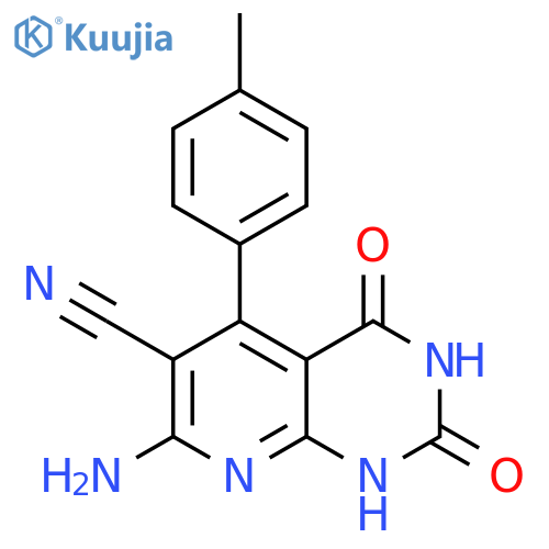 Pyrido[2,3-d]pyrimidine-6-carbonitrile,7-amino-1,2,3,4-tetrahydro-5-(4-methylphenyl)-2,4-dioxo- structure