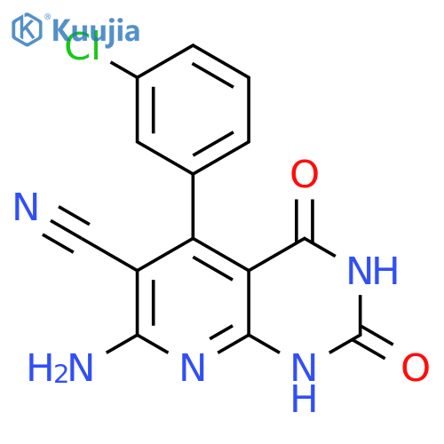 Pyrido[2,3-d]pyrimidine-6-carbonitrile,7-amino-5-(3-chlorophenyl)-1,2,3,4-tetrahydro-2,4-dioxo- structure