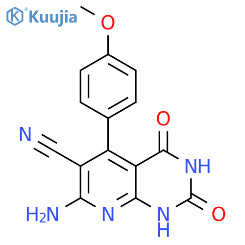 Pyrido[2,3-d]pyrimidine-6-carbonitrile,7-amino-1,2,3,4-tetrahydro-5-(4-methoxyphenyl)-2,4-dioxo- structure