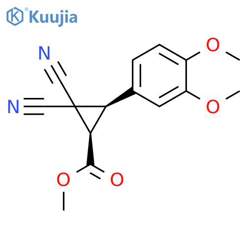 Cyclopropanecarboxylic acid, 2,2-dicyano-3-(3,4-dimethoxyphenyl)-,methyl ester, (1R,3R)-rel- structure