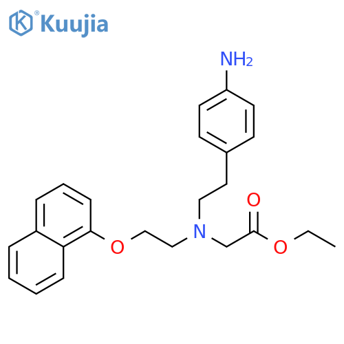 Glycine, N-[2-(4-aminophenyl)ethyl]-N-[2-(1-naphthalenyloxy)ethyl]-, ethyl ester structure