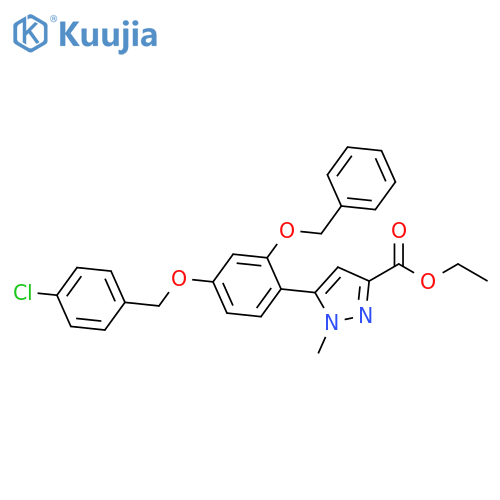 1H-Pyrazole-3-carboxylic acid,5-[4-[(4-chlorophenyl)methoxy]-2-(phenylmethoxy)phenyl]-1-methyl-,ethyl ester structure