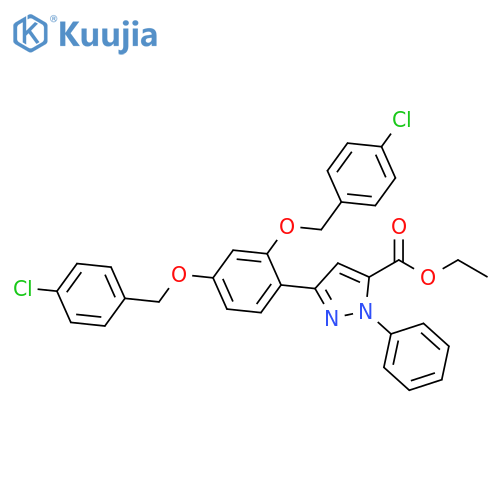 1H-Pyrazole-5-carboxylic acid,3-[2,4-bis[(4-chlorophenyl)methoxy]phenyl]-1-phenyl-, ethyl ester structure