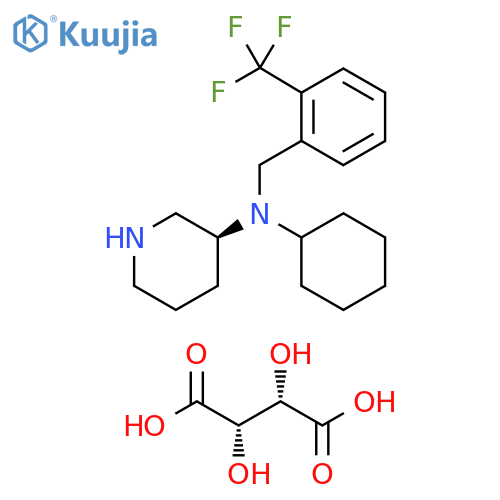3-Piperidinamine, N-cyclohexyl-N-[[2-(trifluoromethyl)phenyl]methyl]-,(3S)-, (2S,3S)-2,3-dihydroxybutanedioate (1:1) structure