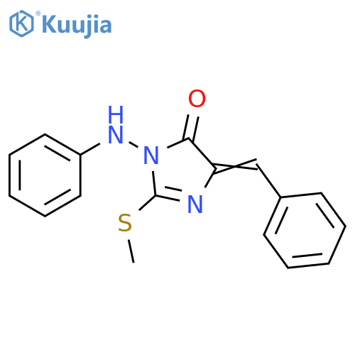 4H-Imidazol-4-one,3,5-dihydro-2-(methylthio)-3-(phenylamino)-5-(phenylmethylene)- structure