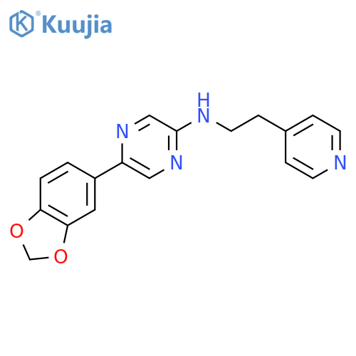 Pyrazinamine, 5-(1,3-benzodioxol-5-yl)-N-[2-(4-pyridinyl)ethyl]- structure