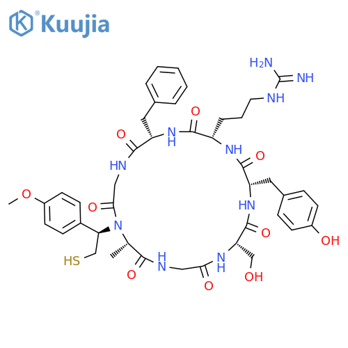 Cyclo[N-[(1R)-2-mercapto-1-(4-methoxyphenyl)ethyl]-L-alanylglycyl-L-seryl-L-tyrosyl-L-arginyl-L-phenylalanylglycyl] structure