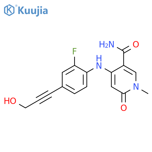 3-Pyridinecarboxamide,4-[[2-fluoro-4-(3-hydroxy-1-propynyl)phenyl]amino]-1,6-dihydro-1-methyl-6-oxo- structure