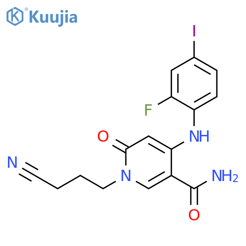 3-Pyridinecarboxamide, 1-(3-cyanopropyl)-4-[(2-fluoro-4-iodophenyl)amino]-1,6-dihydro-6-oxo- structure