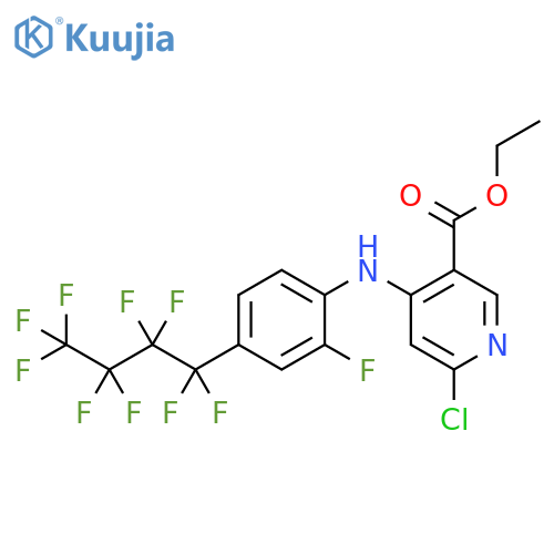 3-Pyridinecarboxylic acid, 6-chloro-4-[[2-fluoro-4-(1,1,2,2,3,3,4,4,4-nonafluorobutyl)phenyl]amino]-, ethyl ester structure