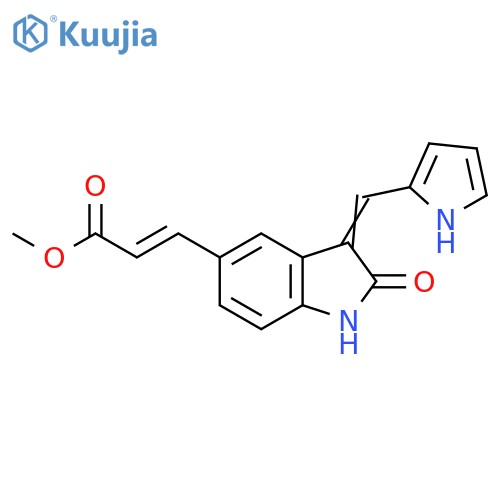2-Propenoic acid, 3-[2,3-dihydro-2-oxo-3-(1H-pyrrol-2-ylmethylene)-1H-indol-5-yl]-, methyl ester, (2E)- structure