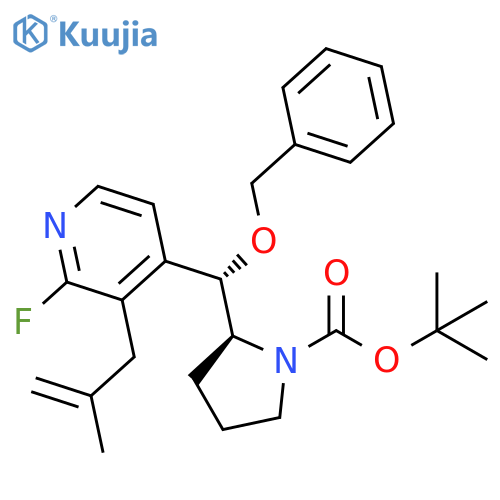 1-Pyrrolidinecarboxylic acid, 2-[(S)-[2-fluoro-3-(2-methyl-2-propen-1-yl)-4-pyridinyl](phenylmethoxy)methyl]-, 1,1-dimethylethyl ester, (2S)- structure