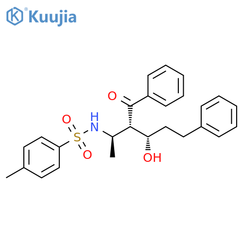 Benzenesulfonamide, N-[(1R,2S,3S)-2-benzoyl-3-hydroxy-1-methyl-5-phenylpentyl]-4-methyl-, rel- structure