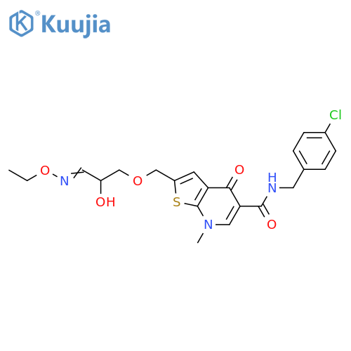 Thieno[2,3-b]pyridine-5-carboxamide,N-[(4-chlorophenyl)methyl]-2-[[3-(ethoxyimino)-2-hydroxypropoxy]methyl]-4,7-dihydro-7-methyl-4-oxo- structure
