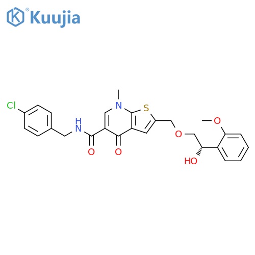 Thieno[2,3-b]pyridine-5-carboxamide,N-[(4-chlorophenyl)methyl]-4,7-dihydro-2-[[(2S)-2-hydroxy-2-(2-methoxyphenyl)ethoxy]methyl]-7-methyl-4-oxo- structure
