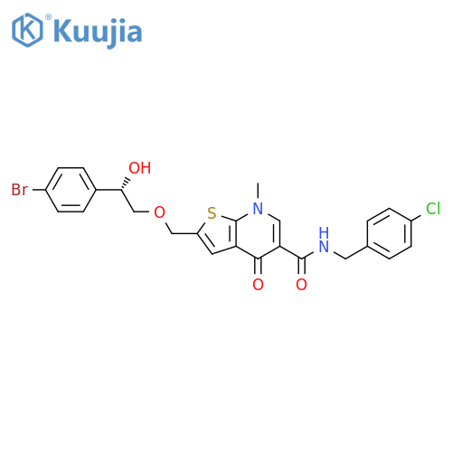 Thieno[2,3-b]pyridine-5-carboxamide,2-[[(2S)-2-(4-bromophenyl)-2-hydroxyethoxy]methyl]-N-[(4-chlorophenyl)methyl]-4,7-dihydro-7-methyl-4-oxo- structure