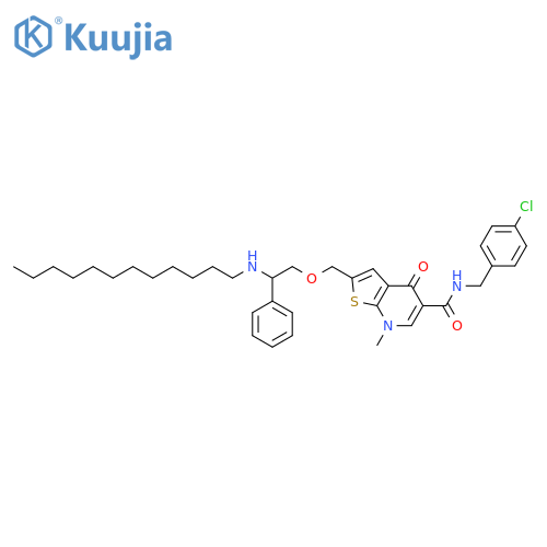 Thieno[2,3-b]pyridine-5-carboxamide, N-[(4-chlorophenyl)methyl]-2-[[2-(dodecylamino)-2-phenylethoxy]methyl]-4,7-dihydro-7-methyl-4-oxo- structure