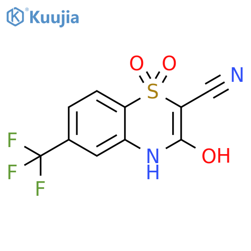 4H-1,4-Benzothiazine-2-carbonitrile, 3-hydroxy-6-(trifluoromethyl)-, 1,1-dioxide structure