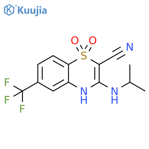 4H-1,4-Benzothiazine-2-carbonitrile, 3-[(1-methylethyl)amino]-6-(trifluoromethyl)-, 1,1-dioxide structure