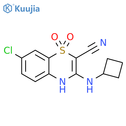 4H-1,4-Benzothiazine-2-carbonitrile, 7-chloro-3-(cyclobutylamino)-,1,1-dioxide structure