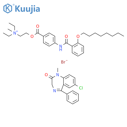 Ethanaminium, N,N-diethyl-N-methyl-2-[[4-[[2-(octyloxy)benzoyl]amino]benzoyl]oxy]-, bromide, mixt. with 7-chloro-1,3-dihydro-1-methyl-5-phenyl-2H-1,4-benzodiazepin-2-one (9CI) structure