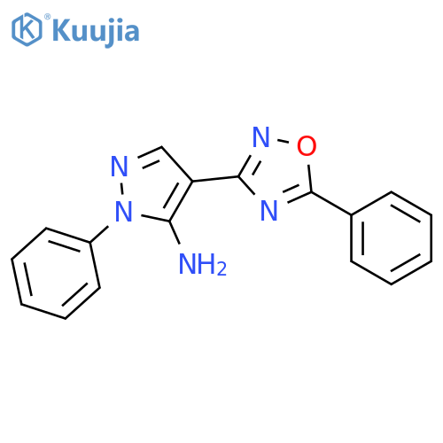 1H-PYRAZOL-5-AMINE, 1-PHENYL-4-(5-PHENYL-1,2,4-OXADIAZOL-3-YL)- structure