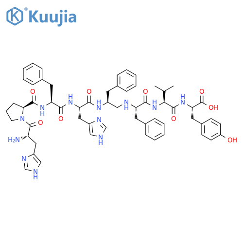 L-Tyrosine, N-[N-[N-[2-[[N-[N-(1-L-histidyl-L-prolyl)-L-phenylalanyl]-L-histidyl]amino]-3-phenylpropyl]-L-phenylalanyl]-L-valyl]-, (S)- (9CI) structure