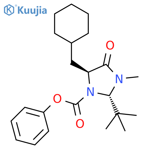 1-Imidazolidinecarboxylic acid, 5-(cyclohexylmethyl)-2-(1,1-dimethylethyl)-3-methyl-4-oxo-, phenyl ester, (2S,5S)- structure