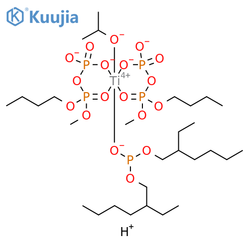 Titanate(2-), [bis(2-ethylhexyl) phosphito-κO'']bis[P-butyl P-methyl diphosphato(2-)-κO'',κO''''](2-propanolato)-, dihydrogen (9CI) structure