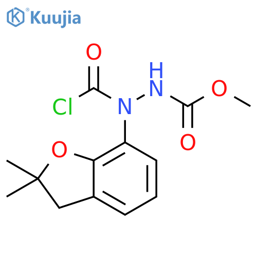 Hydrazinecarboxylic acid, 2-(chlorocarbonyl)-2-(2,3-dihydro-2,2-dimethyl-7-benzofuranyl)-, methyl ester structure